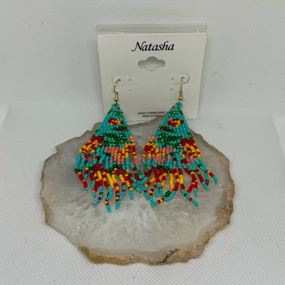 Natasha Beaded Statement Earrings - Multi-Color - image 3